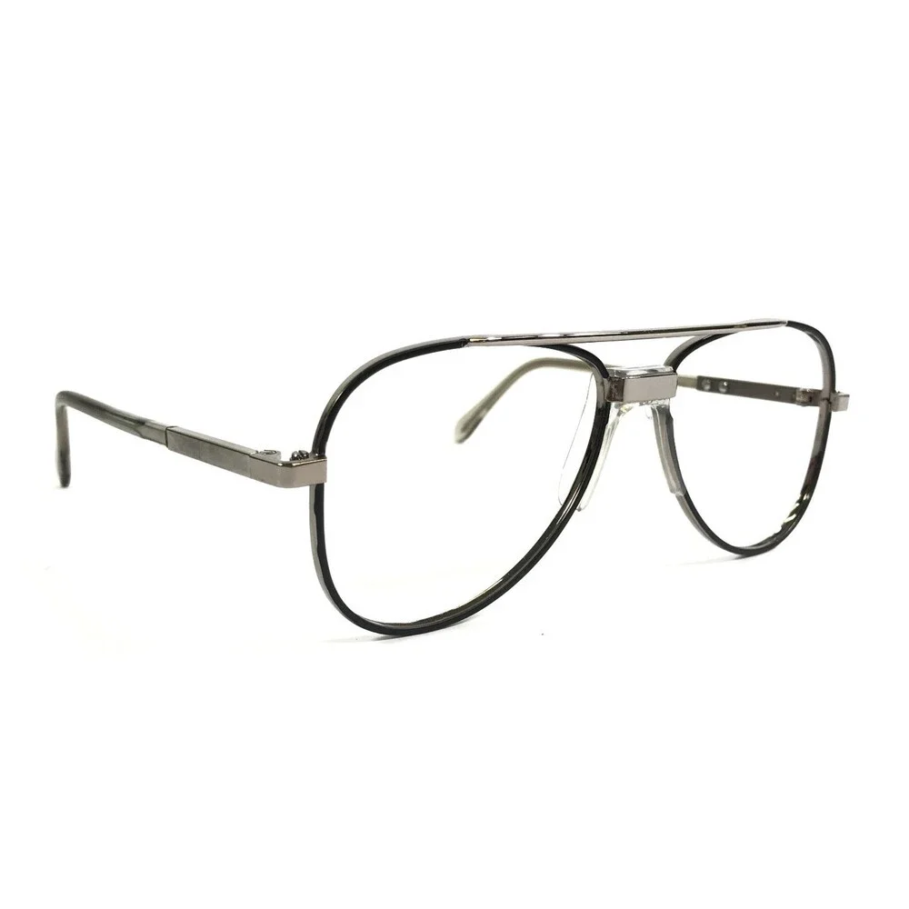Vintage Hudson Safety Eyeglasses Frames Z87 Gunmetal Silver Aviator 54-15-140